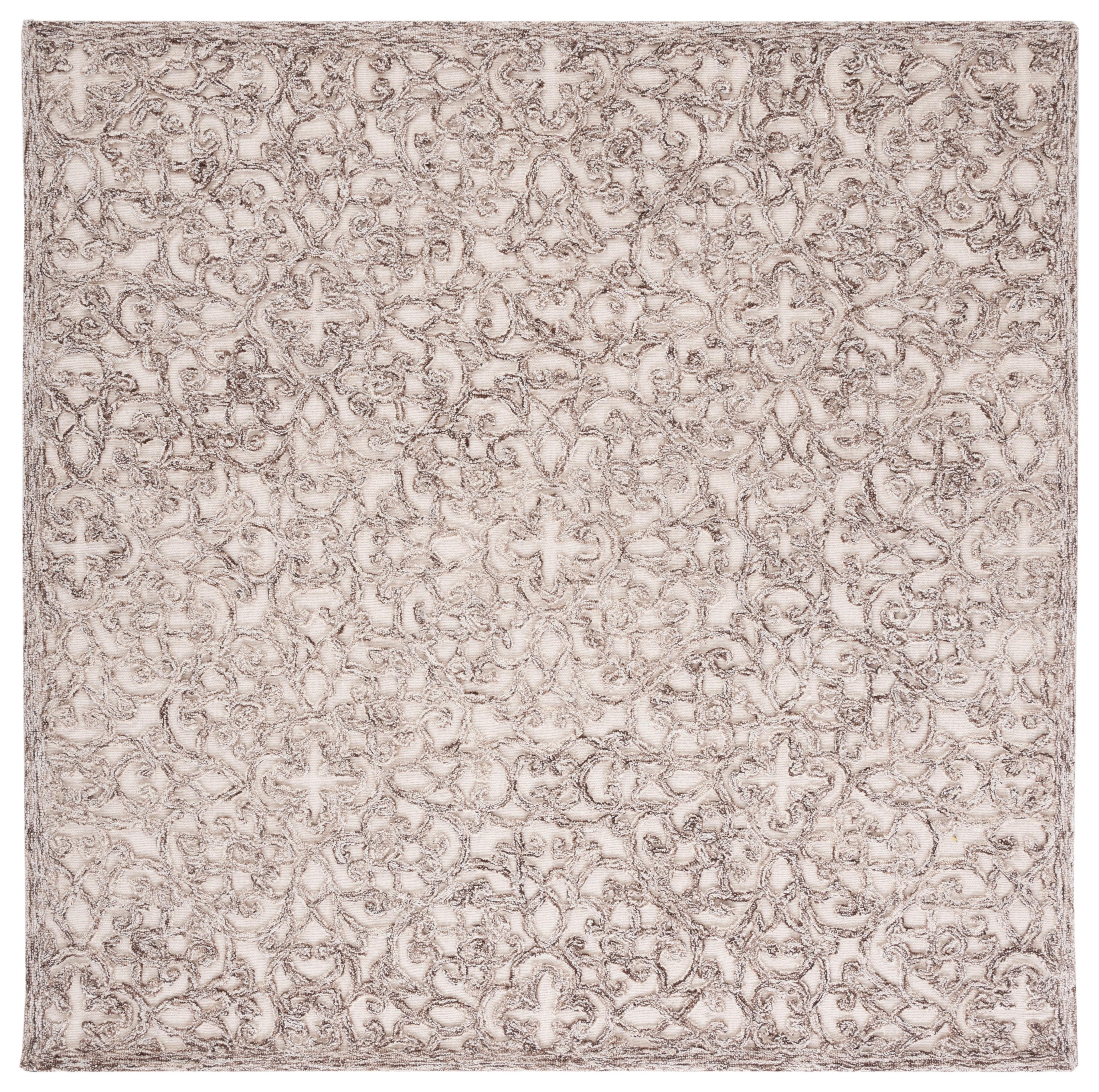 Trace TRC103 Hand Tufted Indoor Accent Rug - Brown/Ivory - 4'x4' - Safavieh
