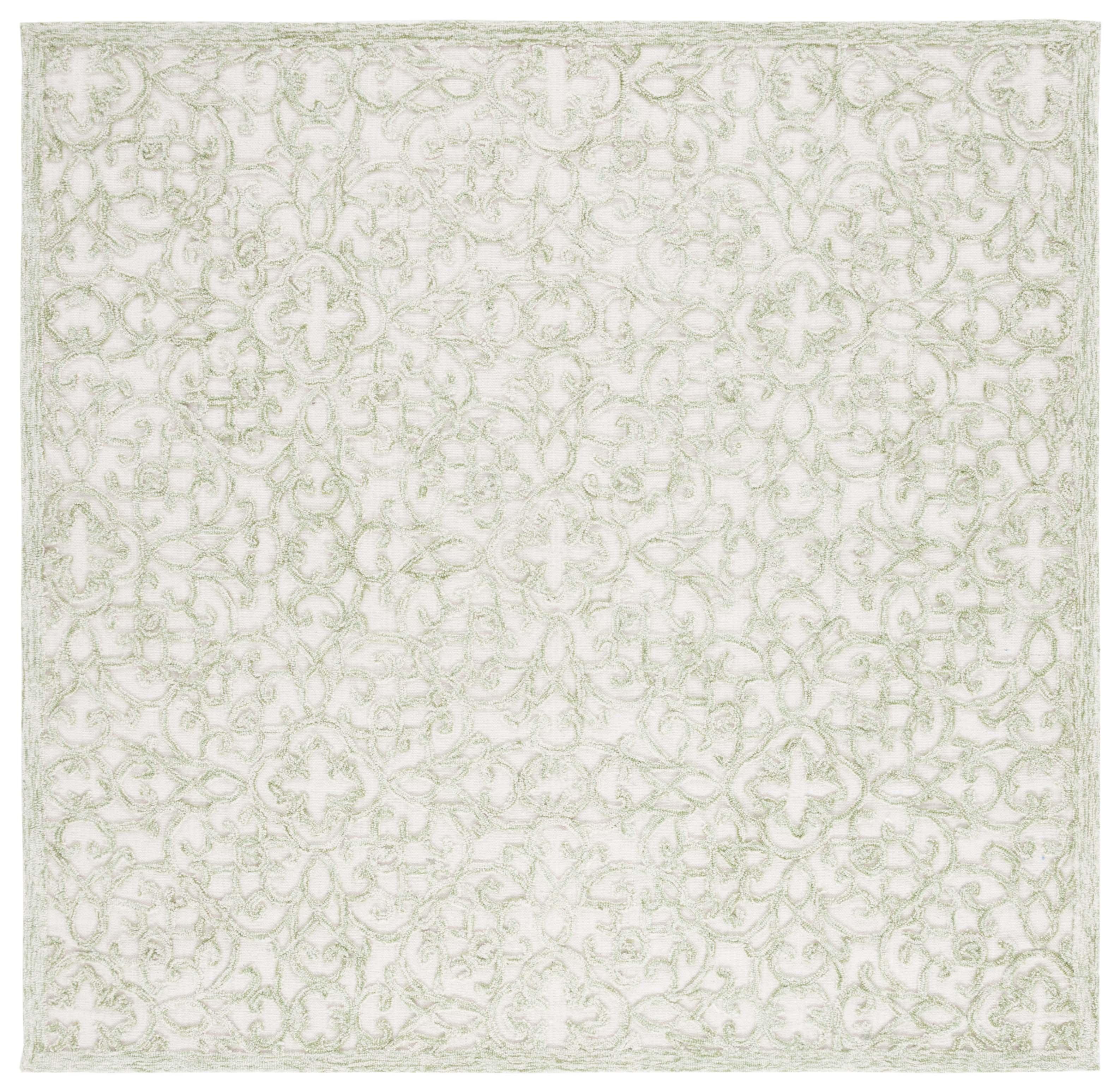 Trace TRC103 Hand Tufted Indoor Area Rug - Ivory/Green - 6'x6' - Safavieh