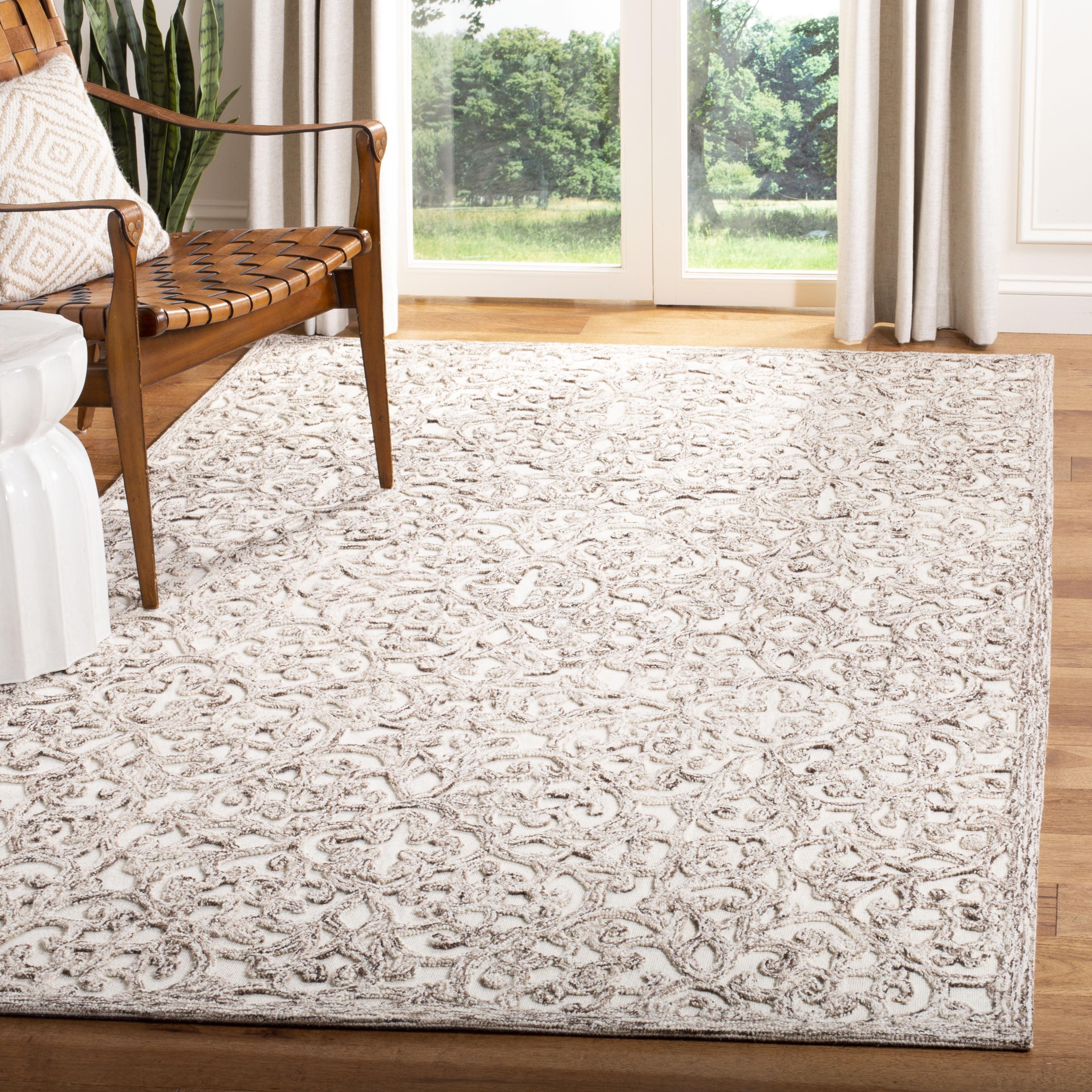 Ivory Elegance 6' Square Hand-Tufted Wool Area Rug