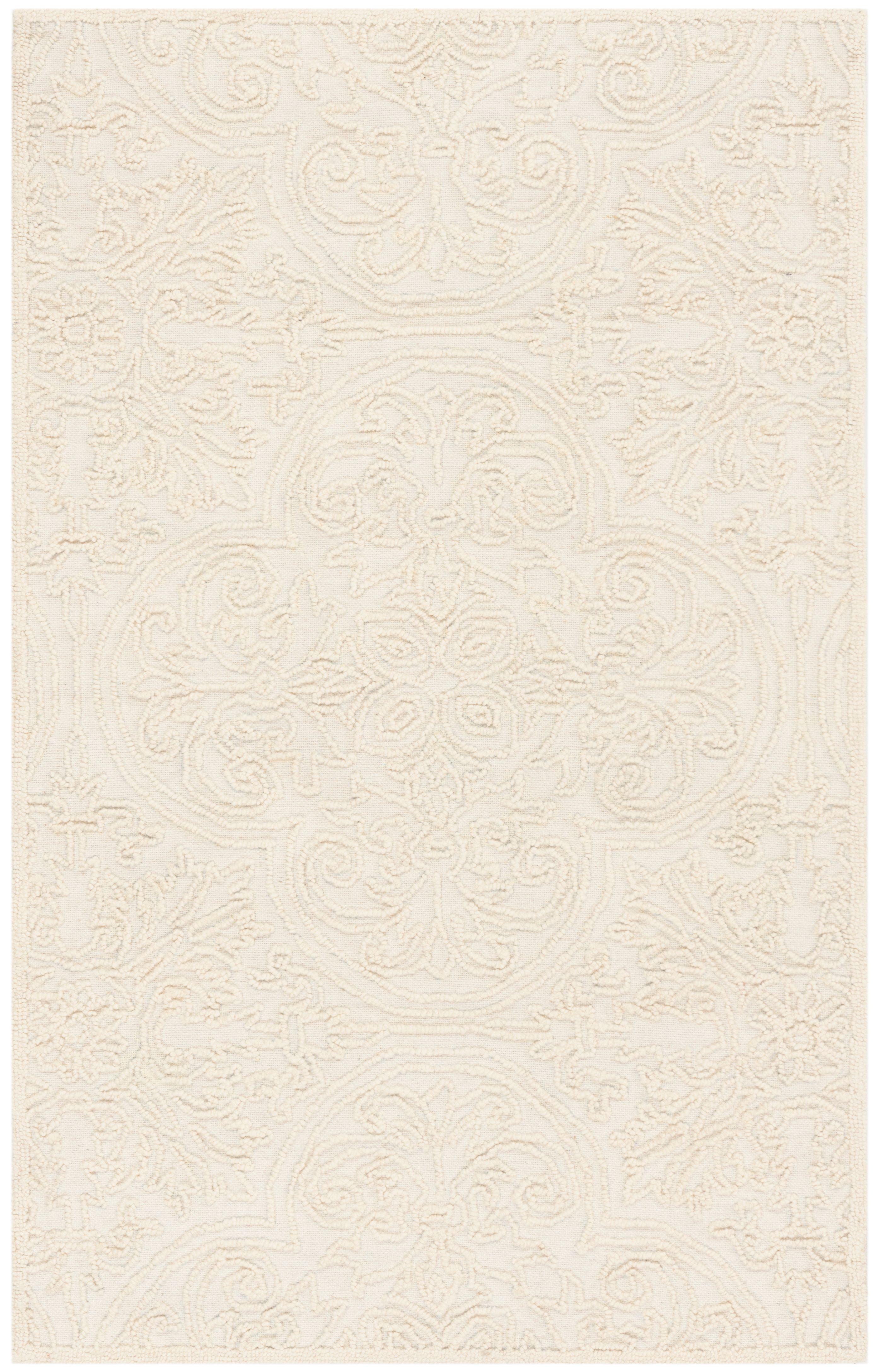 Elegant Ivory Hand-Tufted Wool Area Rug - 27" x 4"