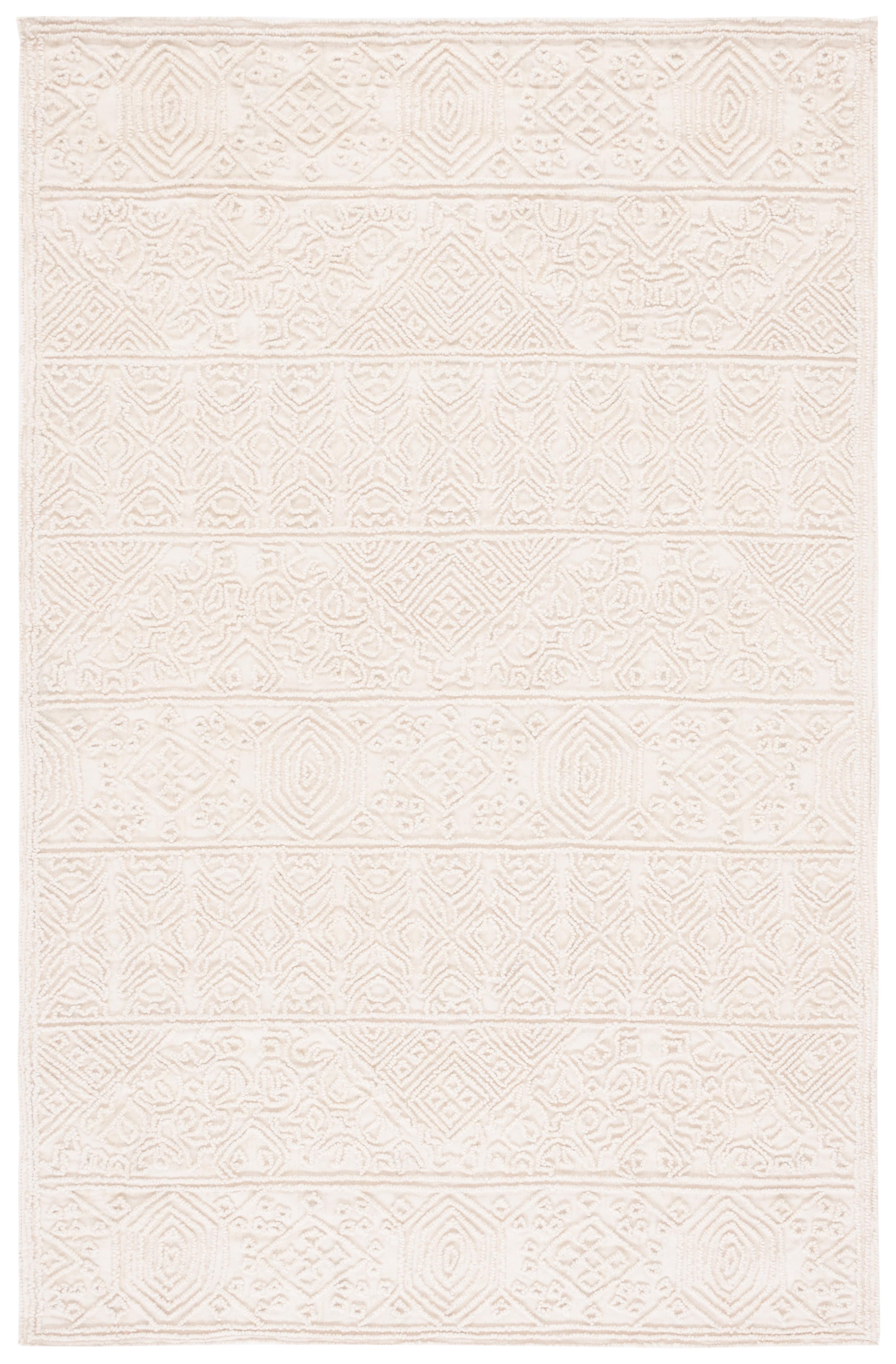 Ivory Hand-Tufted Wool Rectangular Area Rug, 5 ft. x 8 ft.