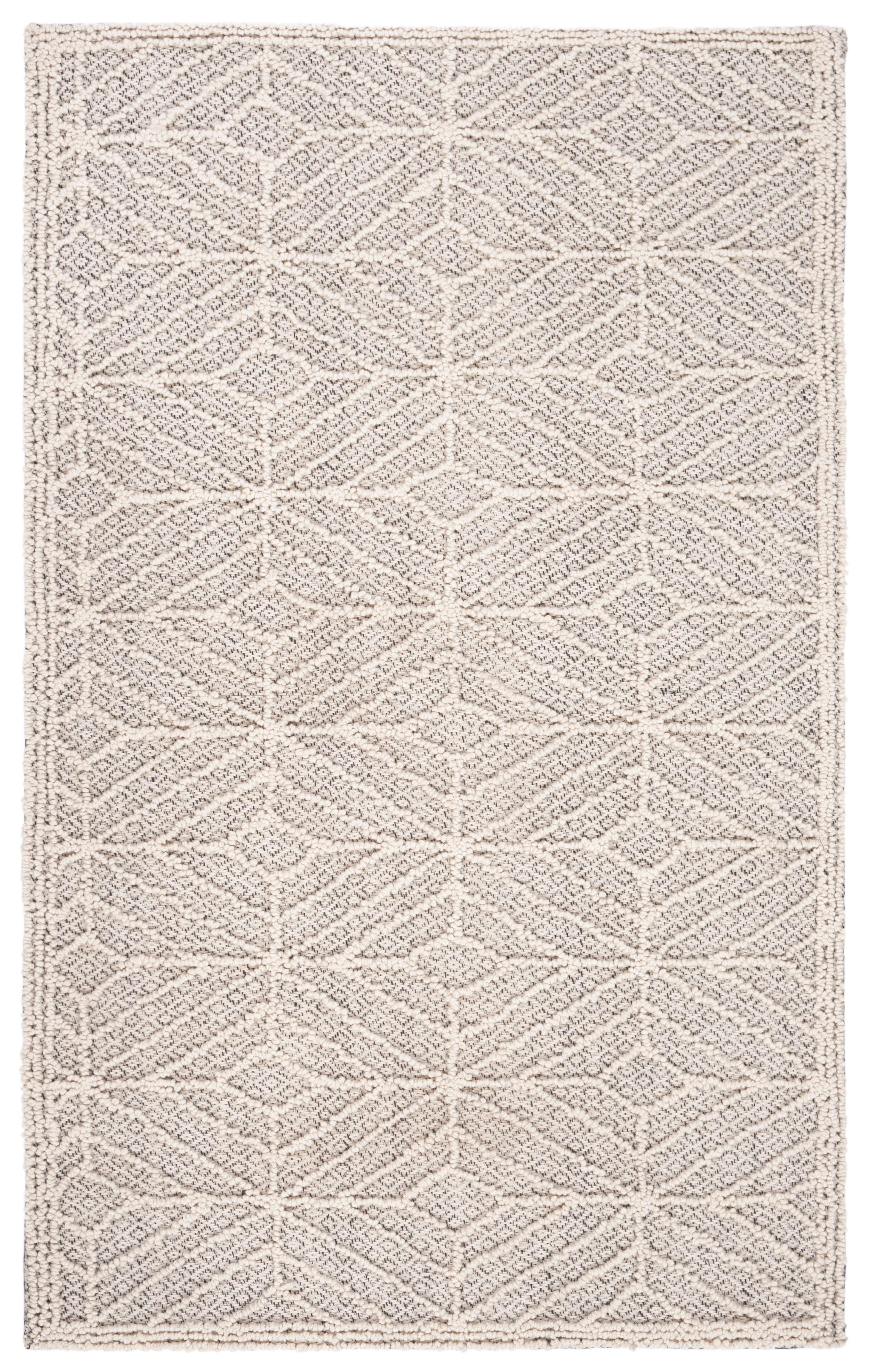 Ivory and Black Geometric Hand-Tufted Wool Area Rug