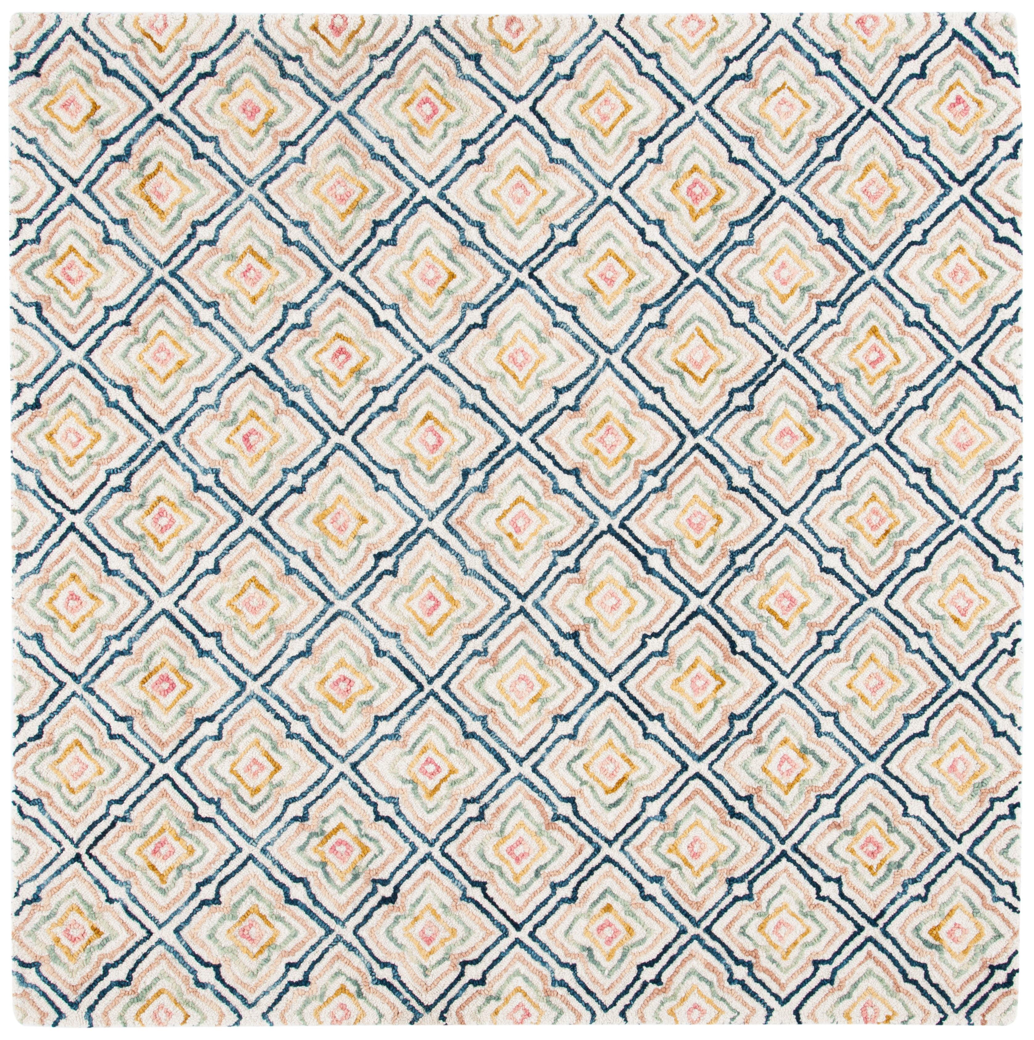 Trace TRC512 Hand Tufted Area Rug - Ivory/Navy - 6'x6' - Safavieh.