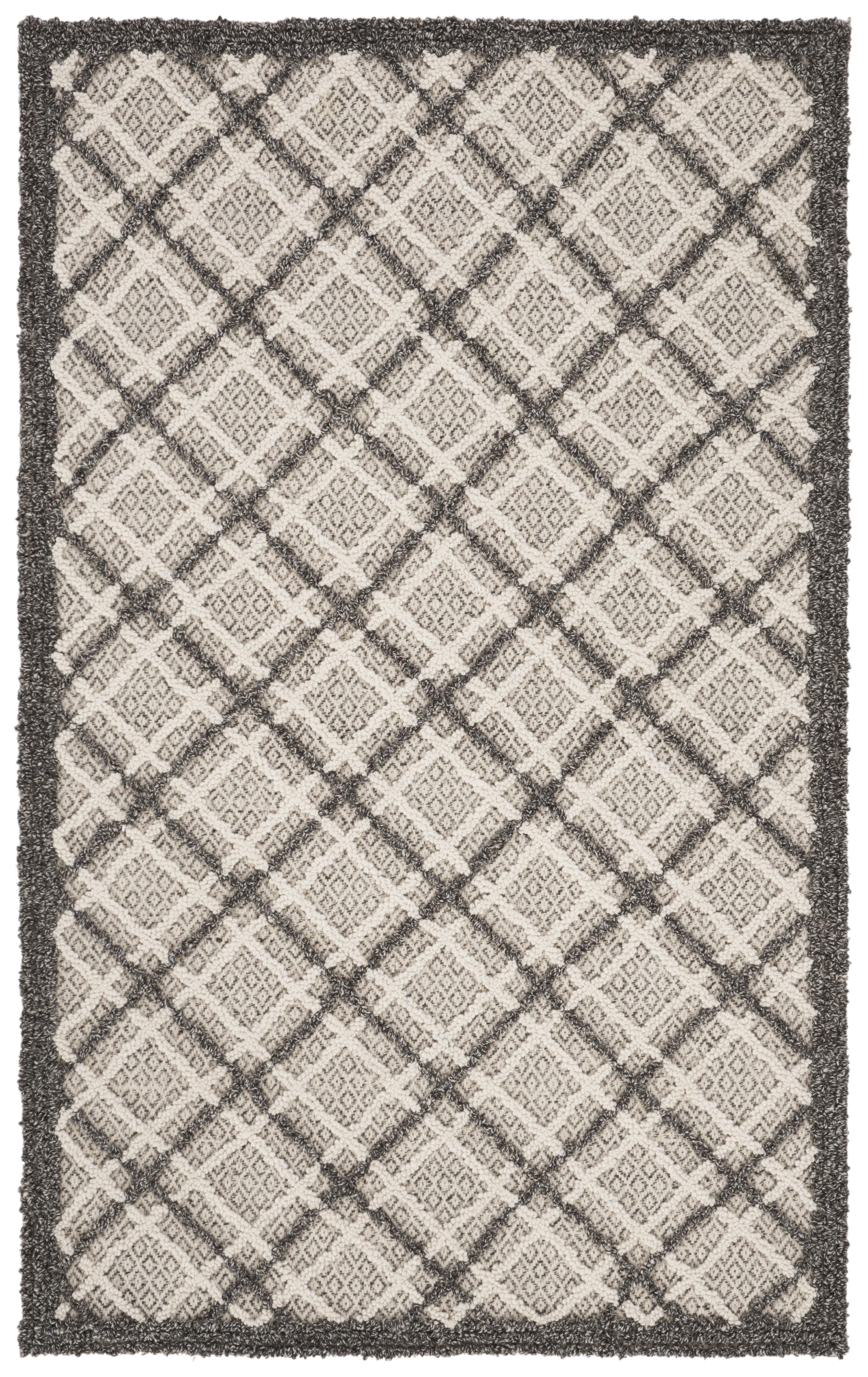 Gray Handmade Wool Tufted Rectangular Area Rug 27" x 4"