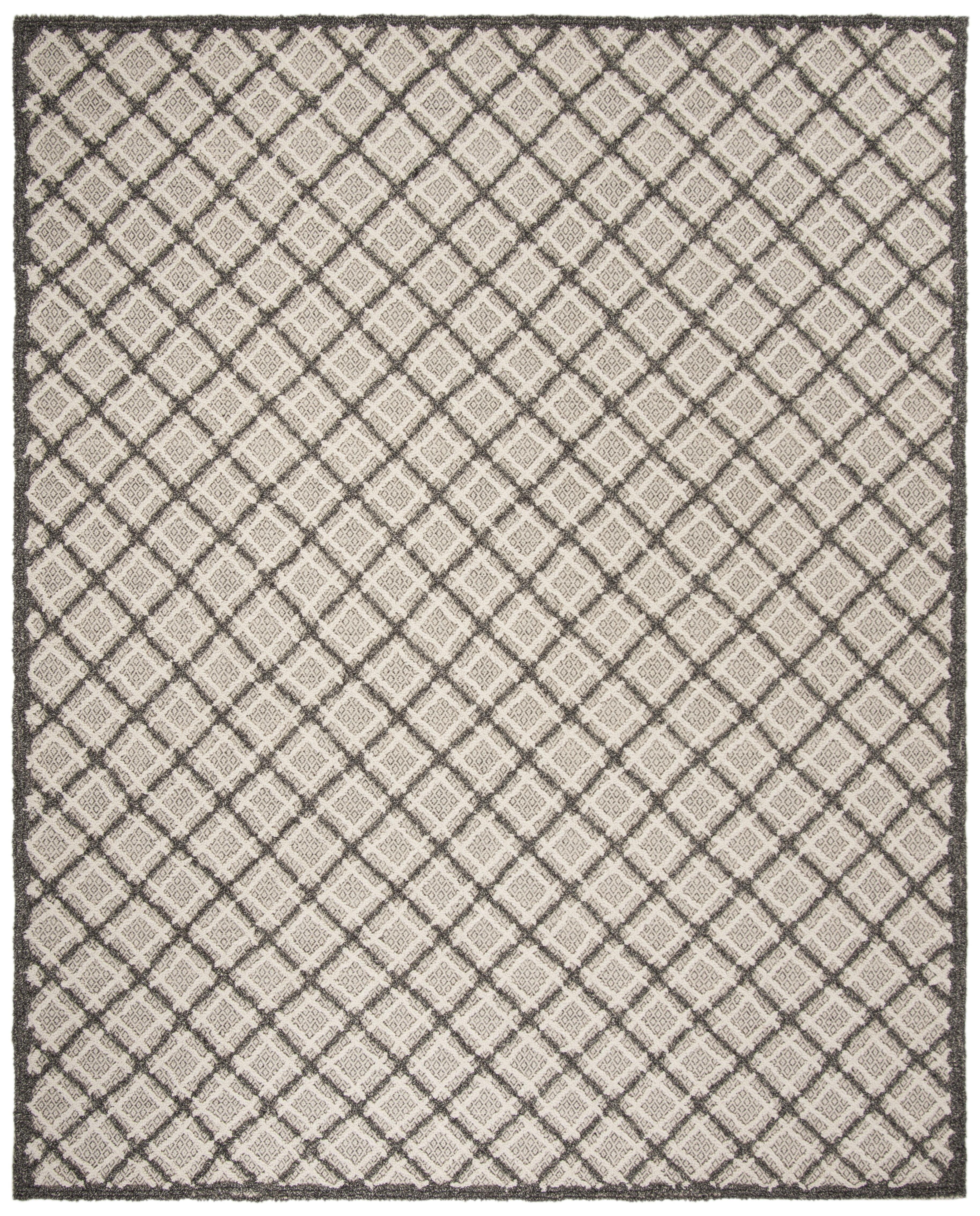 Elegant Hand-Tufted Wool Rectangular Rug in Gray, 8' x 10'