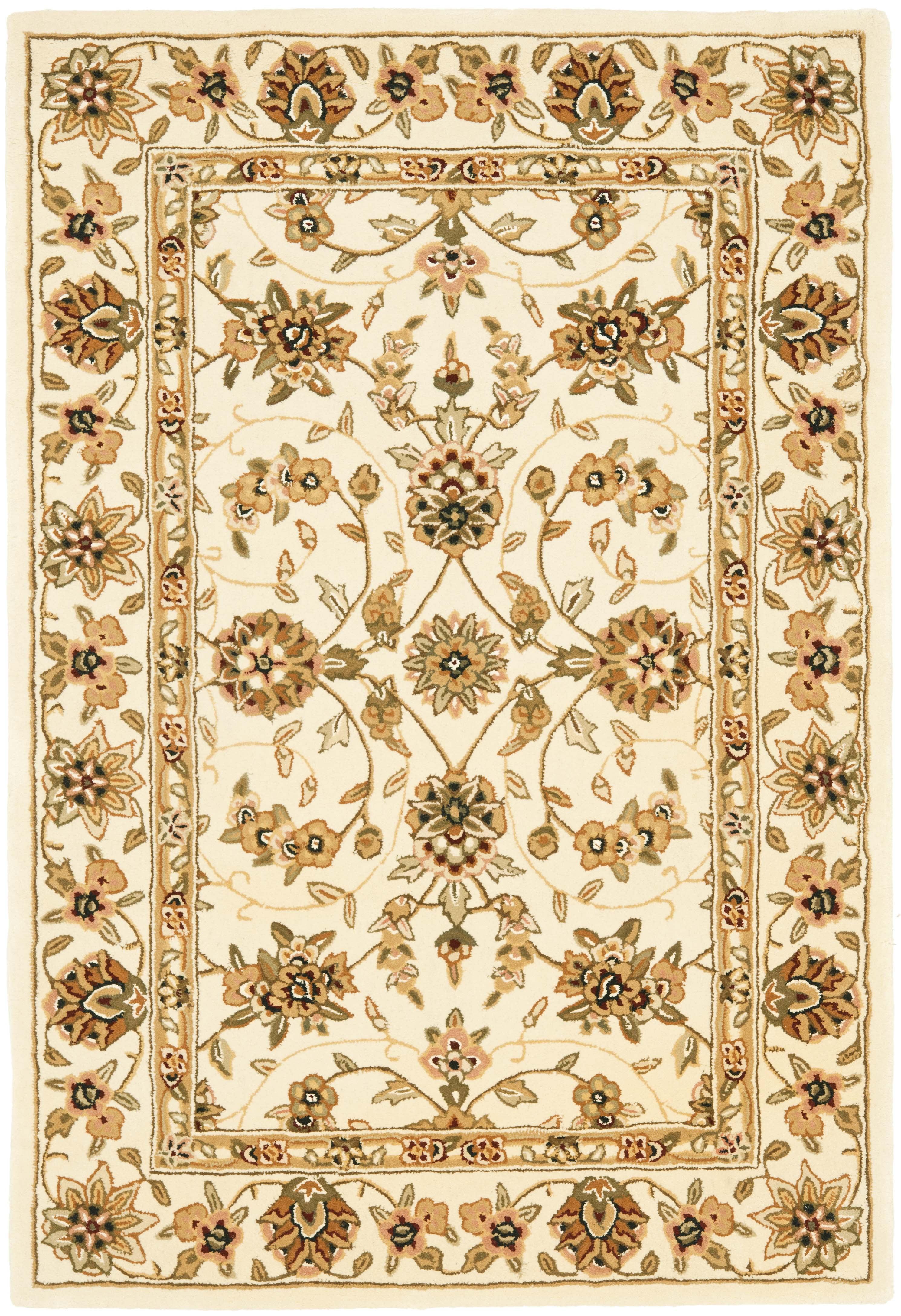 Ivory Floral Hand-Tufted Wool Area Rug 4' x 6'