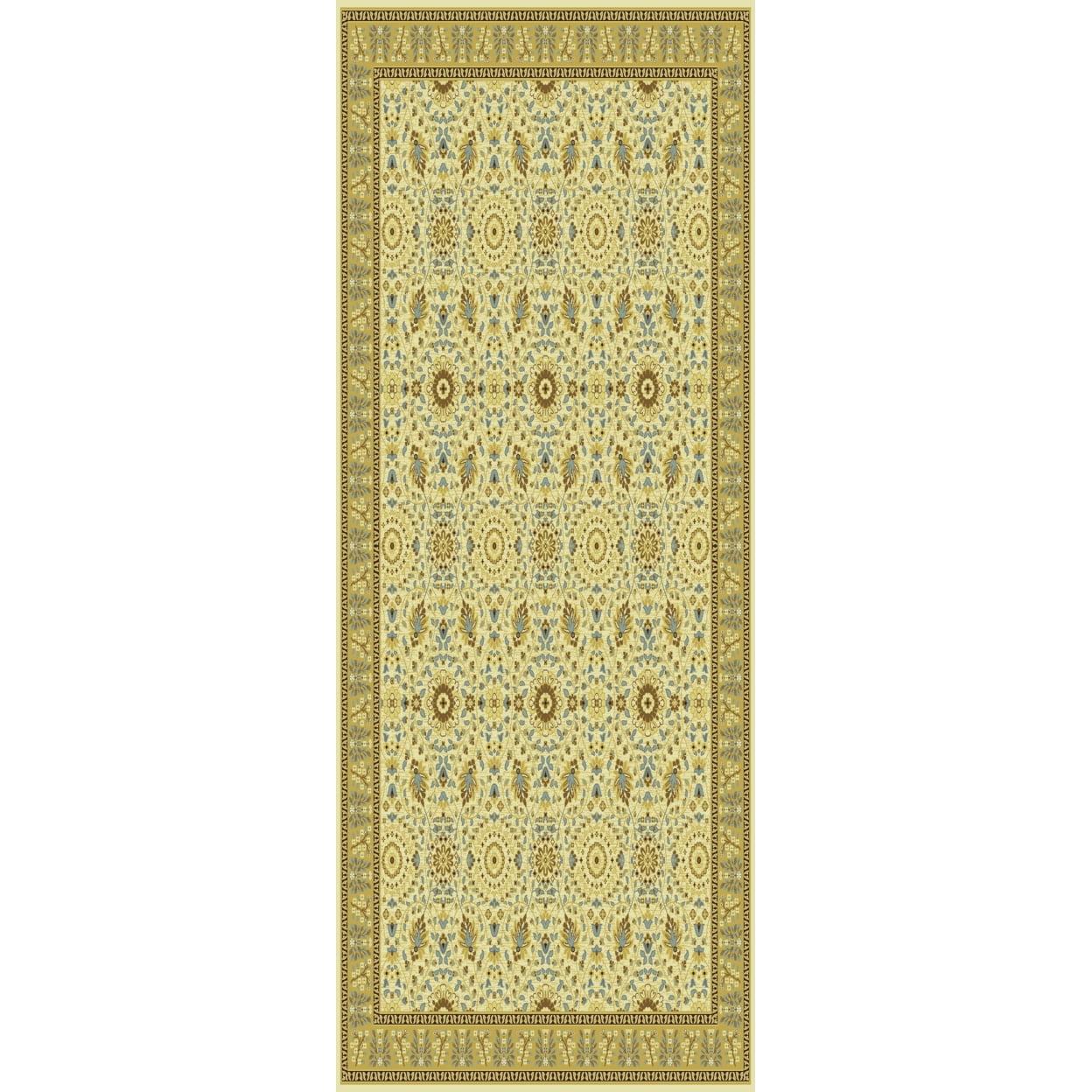 Ivory and Caramel 8' x 10' Silk Synthetic Rug