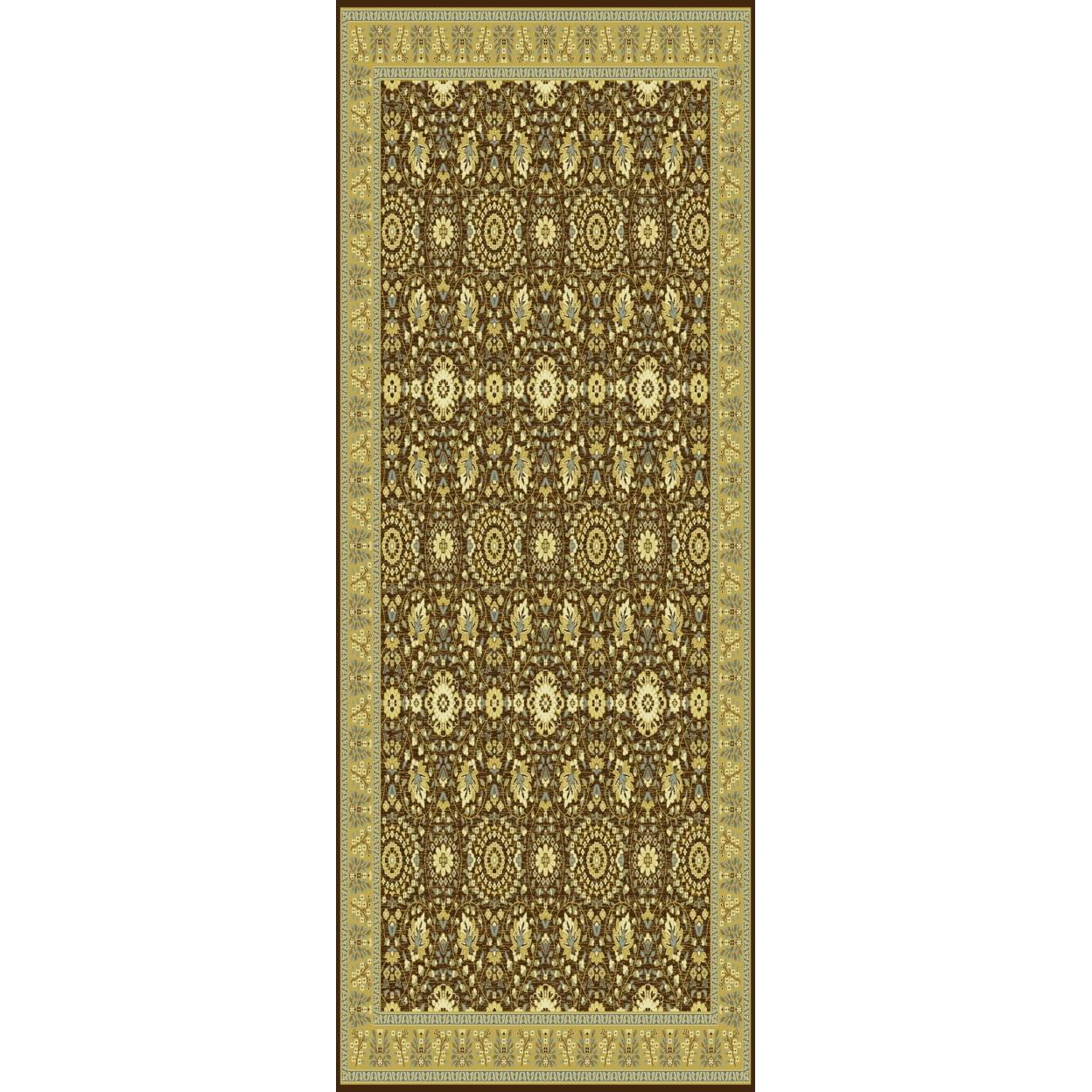 Brown and Caramel Oriental Silk 4' x 6' Rug