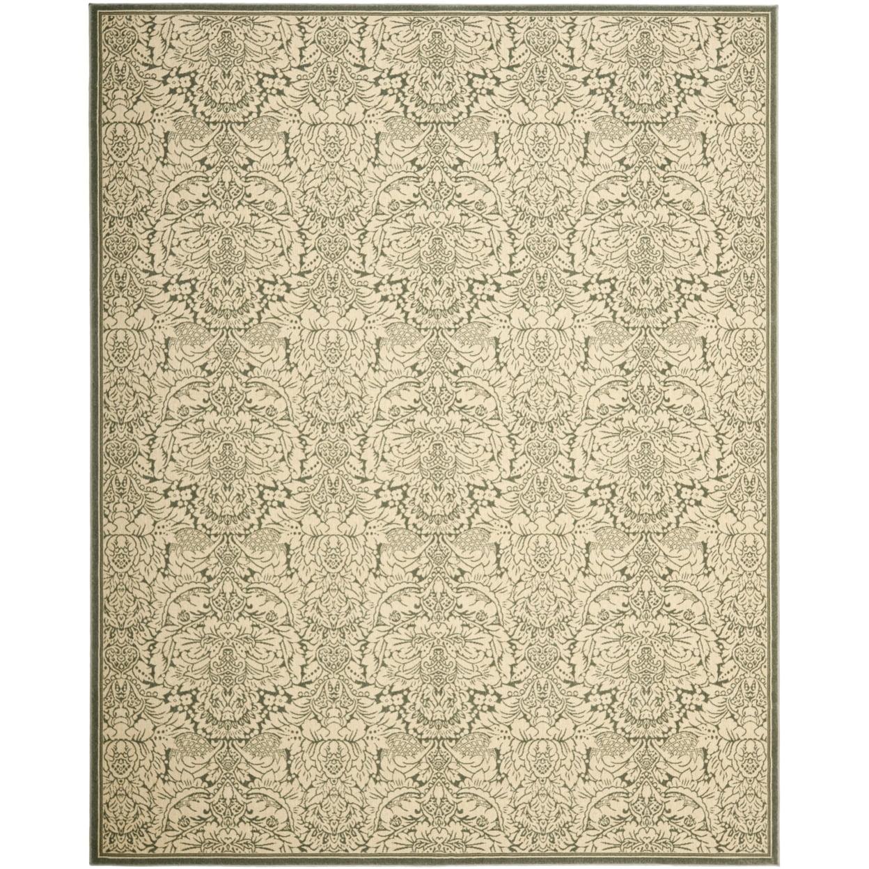 Ivory and Light Blue 4' x 6' Synthetic Silk Rug