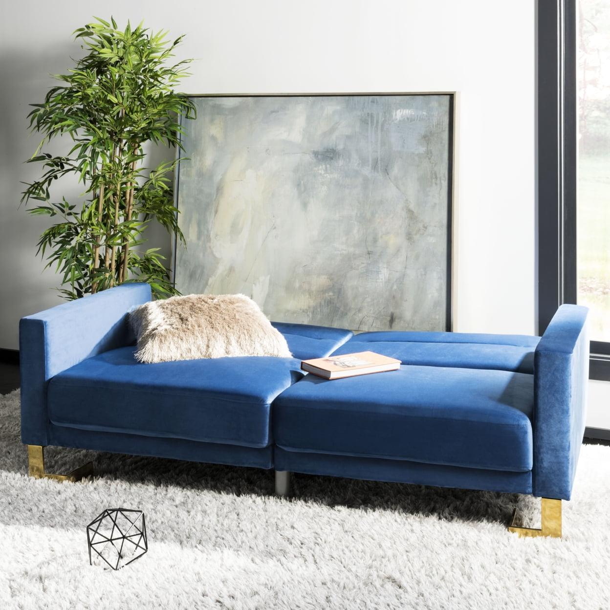 Tribeca Foldable Futon Bed - Navy/Brass - Safavieh