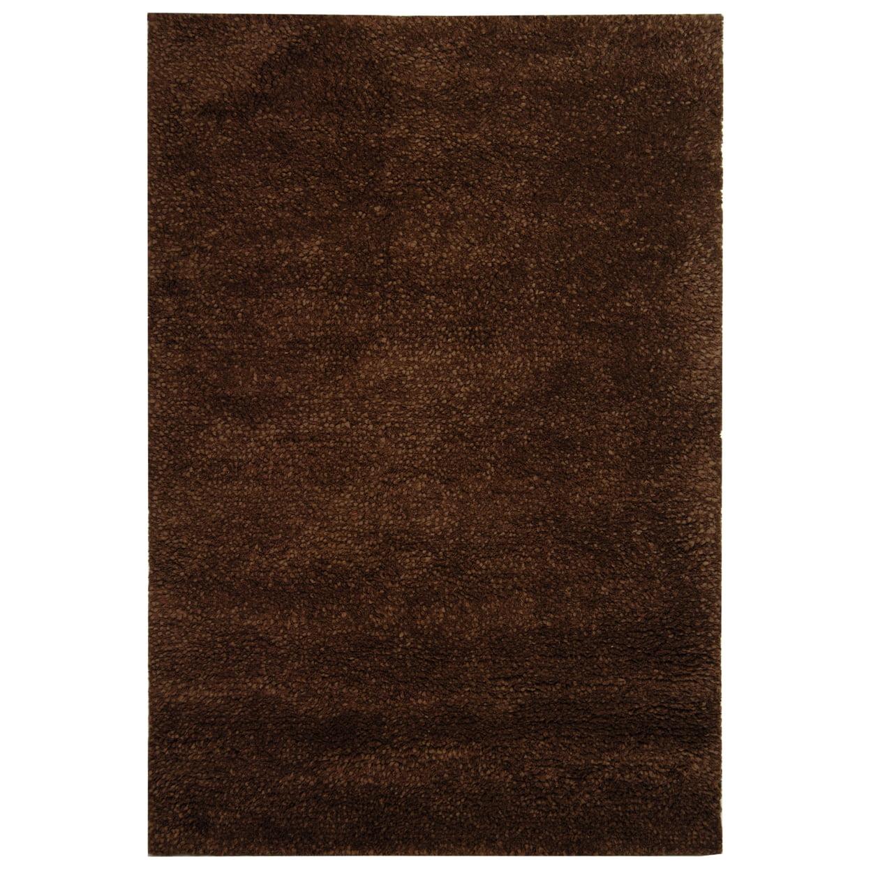 Hand-Knotted Brown Wool Shag Rug, 6' x 9'