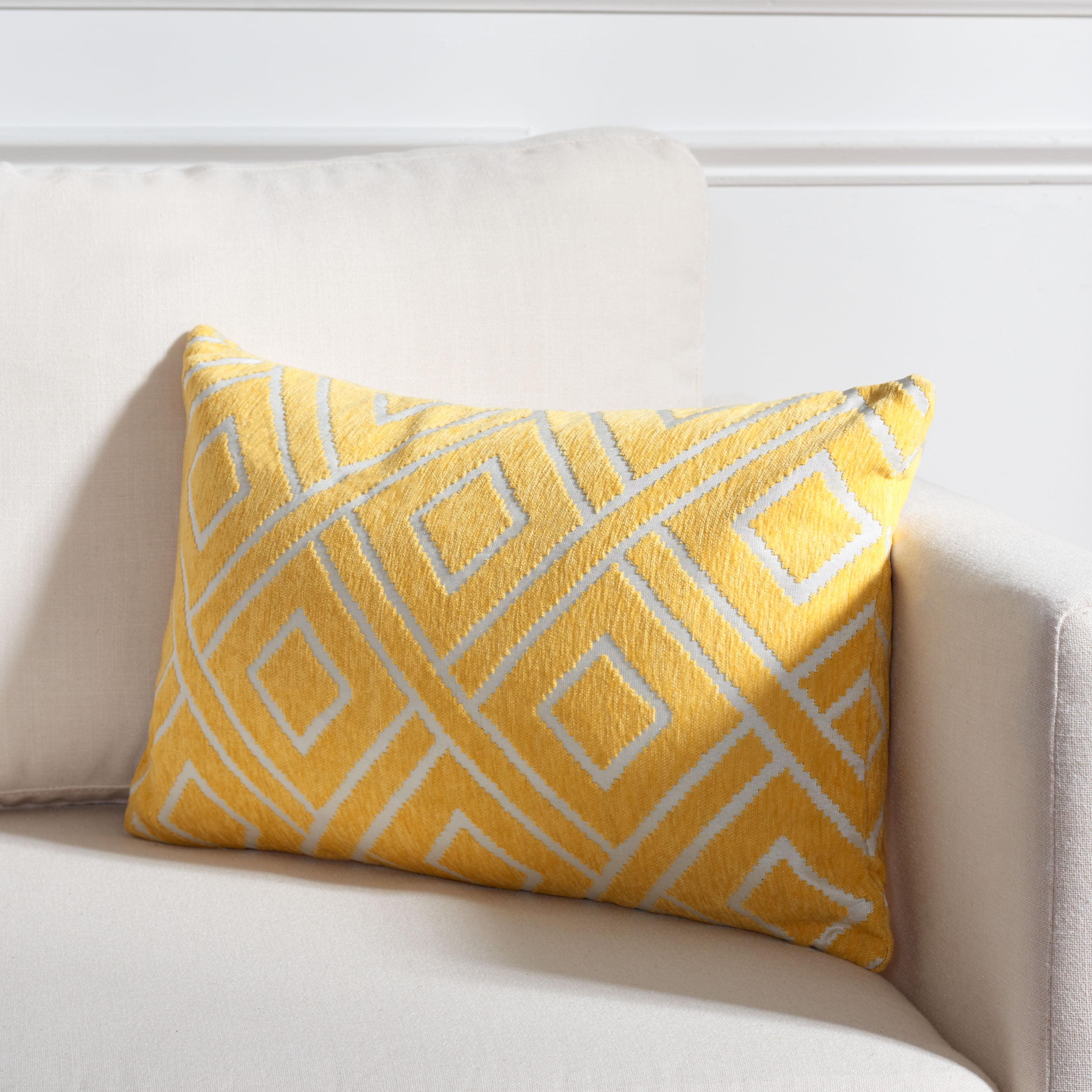 Yellow Geometric Diamond Rectangular Throw Pillow