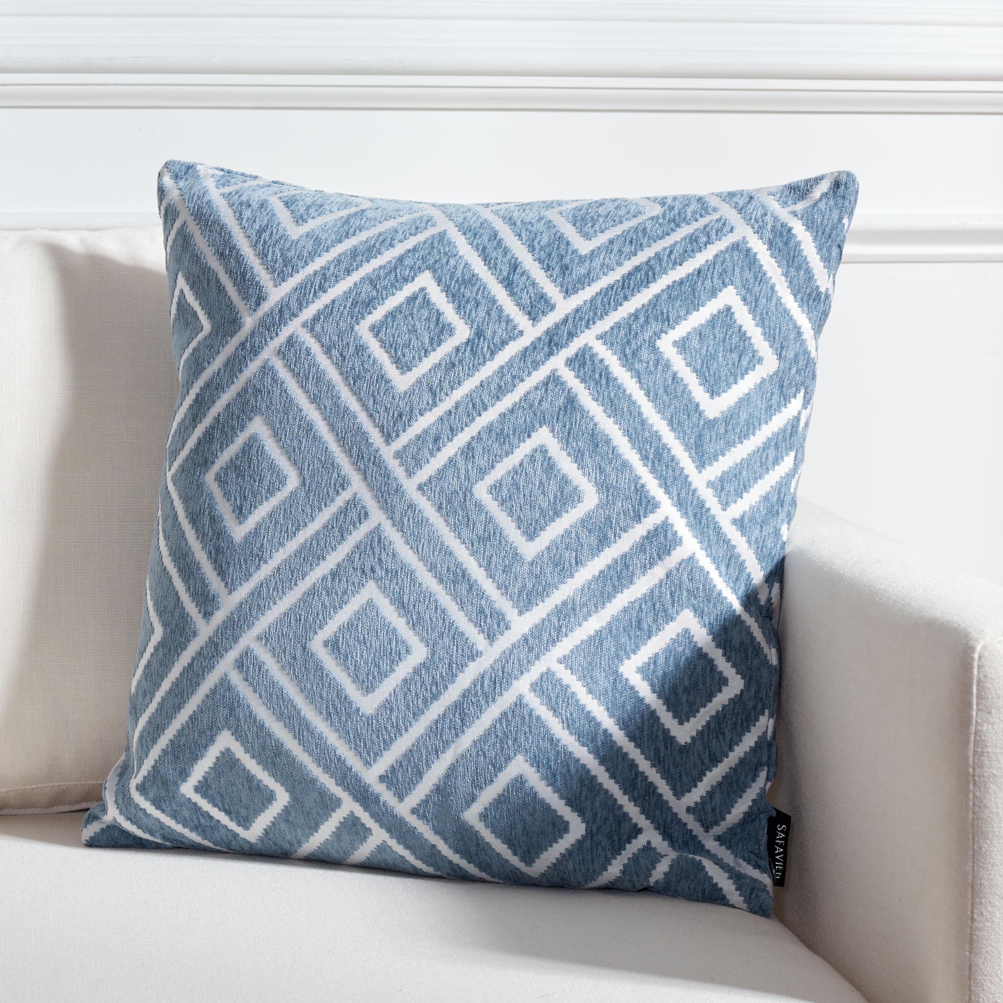 Triska Light Blue Geometric 18'' Square Throw Pillow