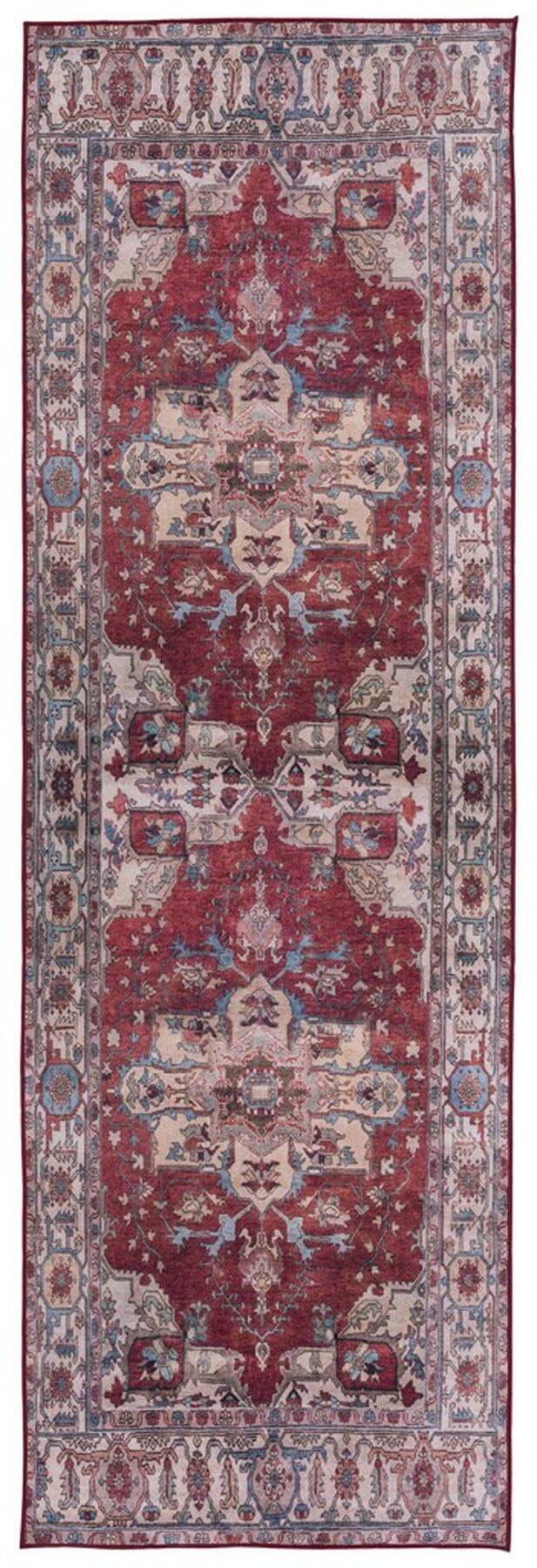 Tucson Vintage Persian TSN106 Power Loomed Machine Washable Skid-Resistant Indoor Runner Rug - Red/Beige - 2'6"x12' - Safavieh