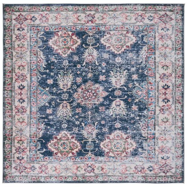 Tucson TSN196 Power Loomed Machine Washable Area Rug - Navy/Beige - 6'x6' - Safavieh.