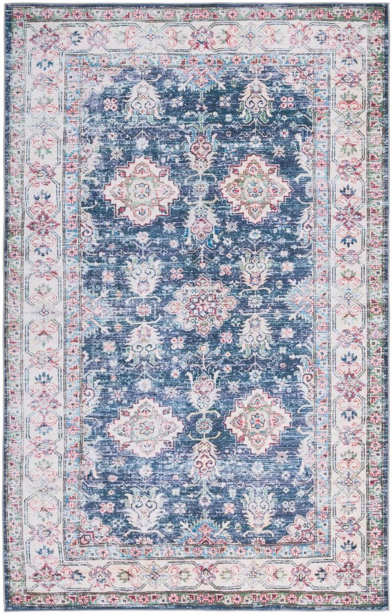 Tucson Vintage Persian TSN196 Power Loomed Machine Washable Skid-Resistant Indoor Area Rug - Navy/Beige - 9'x12' - Safavieh