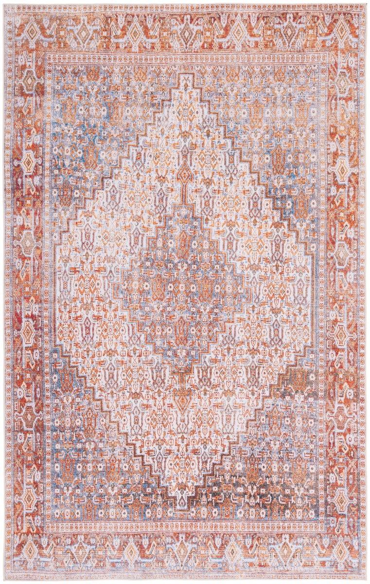 Tucson TSN166 Power Loomed Machine Washable Area Rug - Beige/Rust - 6'x6' - Safavieh.