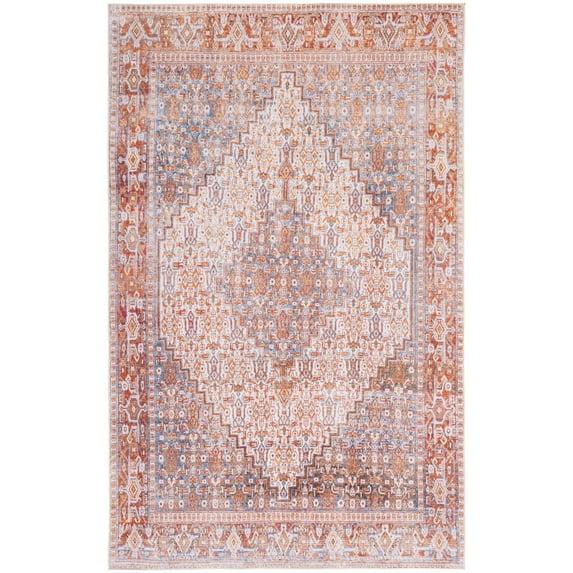 Tucson TSN166 Power Loomed Machine Washable Area Rug - Beige/Rust - 8'x10' - Safavieh.