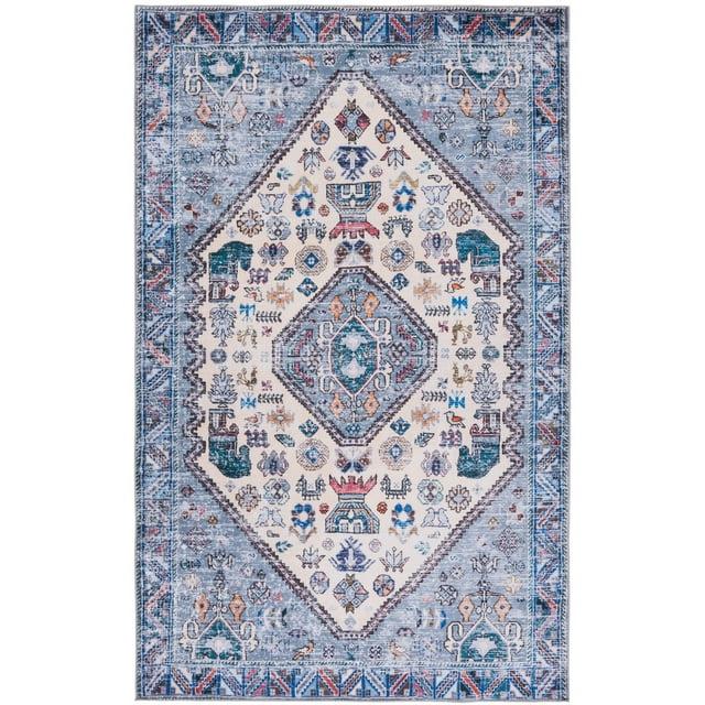 Tucson TSN194 Power Loomed Machine Washable Area Rug - Beige/Grey - 4'x6' - Safavieh.