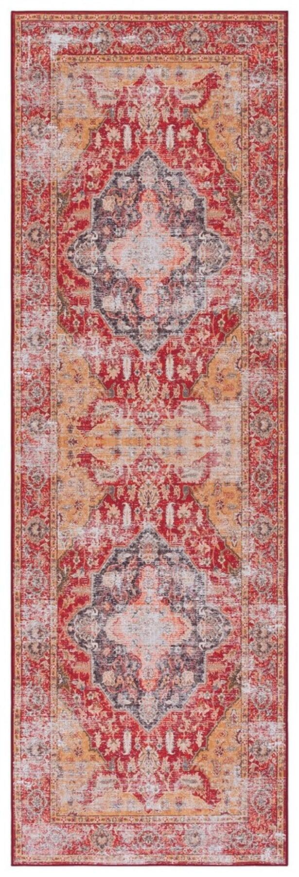Tucson TSN131 Power Loomed Machine Washable Runner Rug - Rust/Gold - 2'6"x8' - Safavieh.