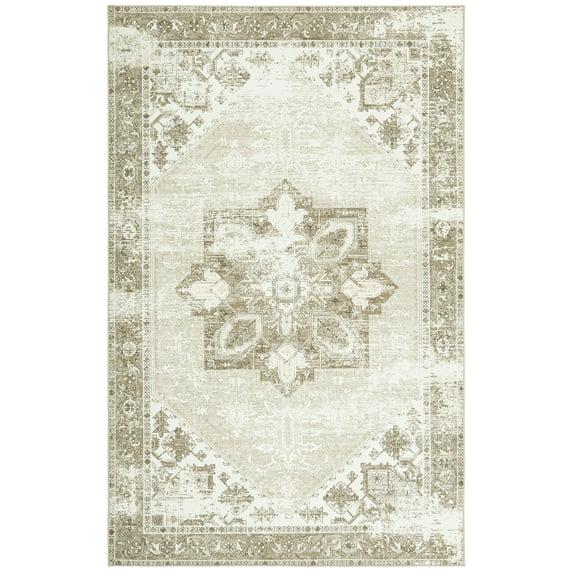 SAFAVIEH Tucson Jayla Oriental Machine Washable Area Rug, Sage/Ivory, 6' x 8'
