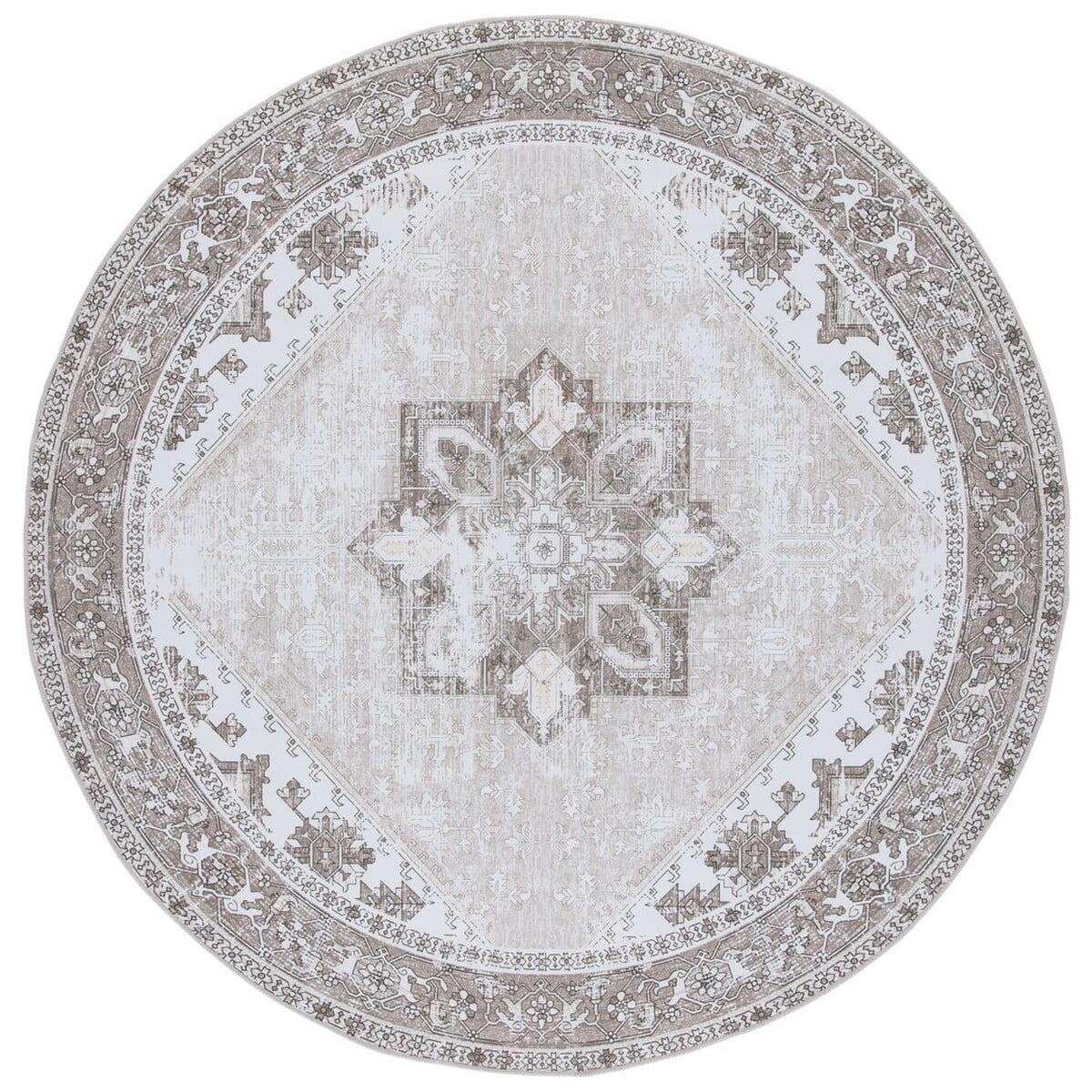 Ivory Elegance 47" Round Synthetic Easy-Care Non-Slip Rug