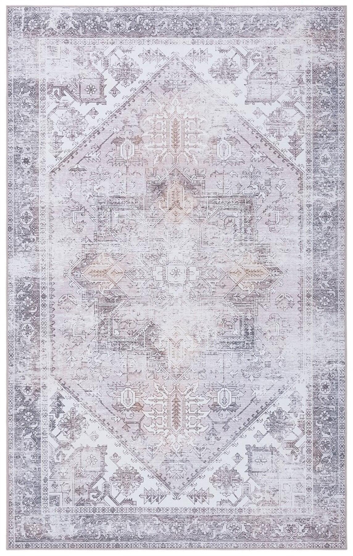 Tucson TSN102 Power Loomed Machine Washable Area Rug - Beige/Grey - 5'x8' - Safavieh.