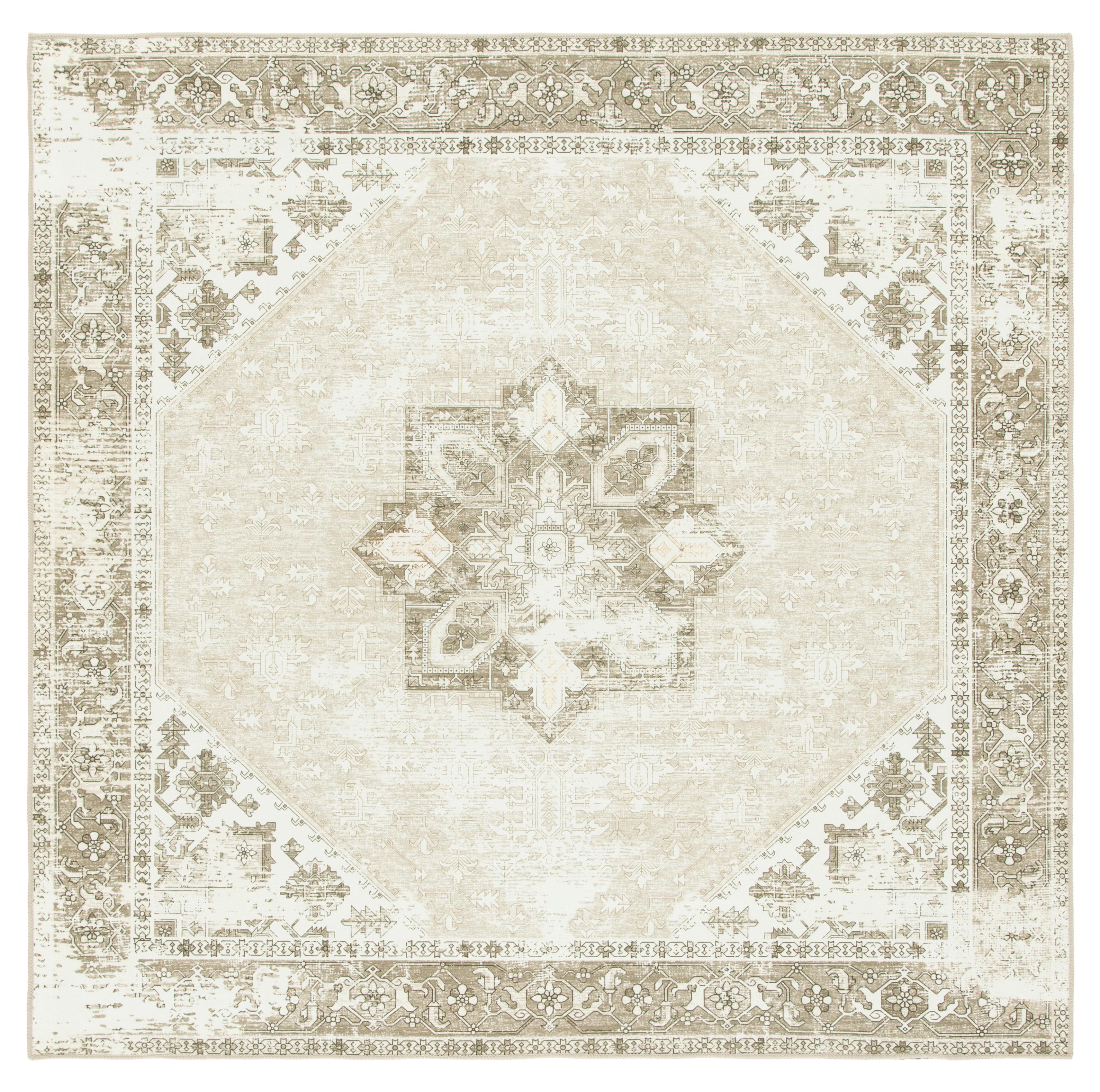Tucson TSN102 Power Loomed Machine Washable Area Rug - Sage/Ivory - 6'x6' - Safavieh.