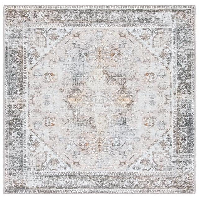 Tucson Vintage Persian TSN102 Power Loomed Machine Washable Skid-Resistant Indoor Area Rug - Beige/Grey - 8'x8' - Safavieh