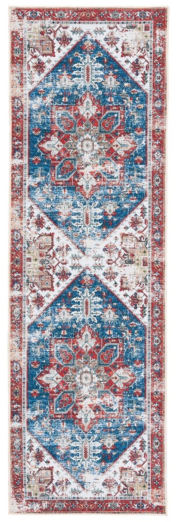 Tucson 2'6" x 12' Reversible Red and Blue Synthetic Runner Rug