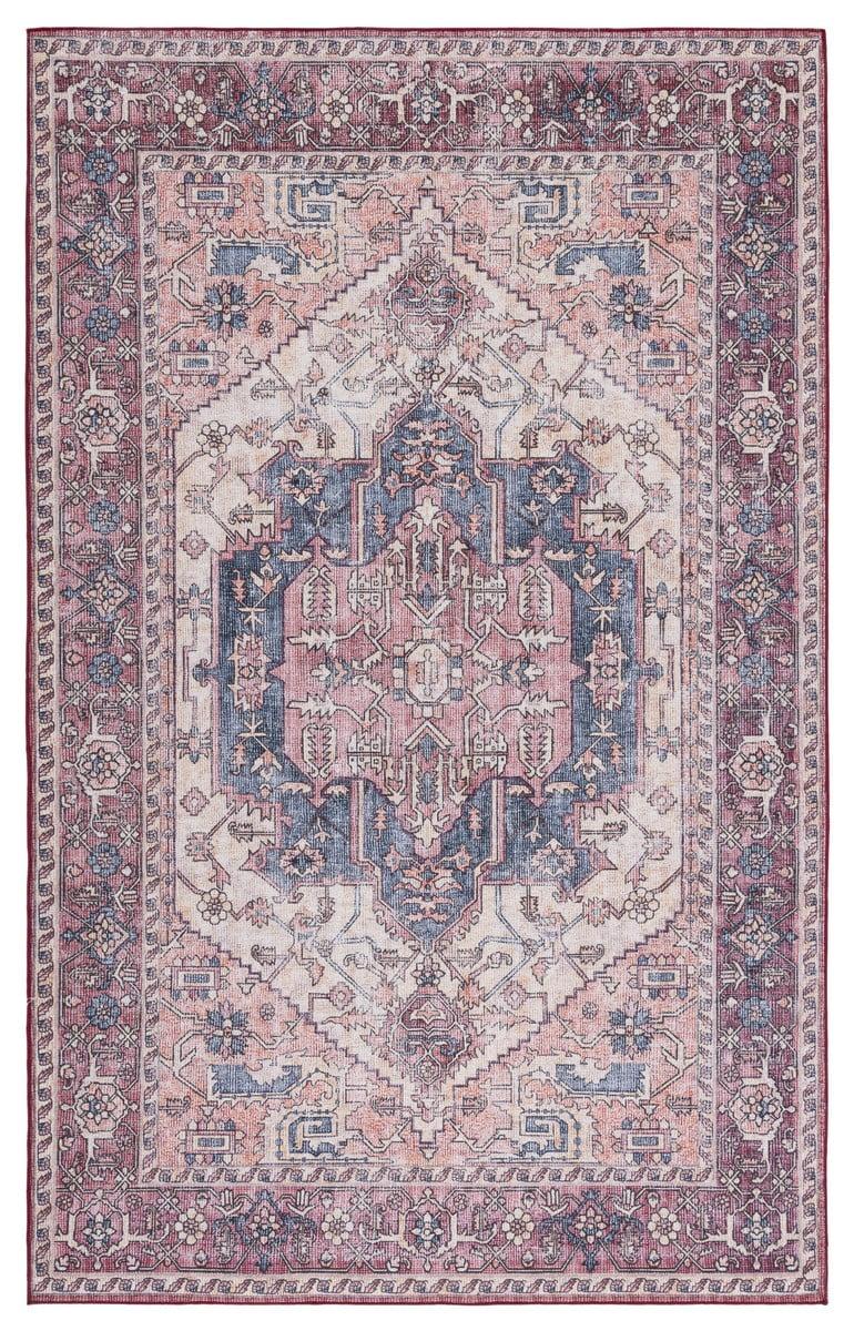 Tucson Beige and Pink Washable Synthetic Area Rug 6' x 9'