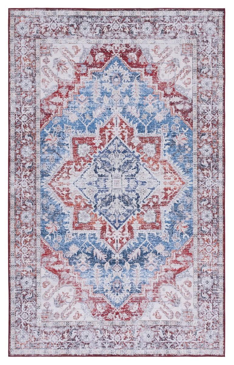 Elegant Blue Synthetic 8' x 10' Hand-Knotted Easy-Care Area Rug