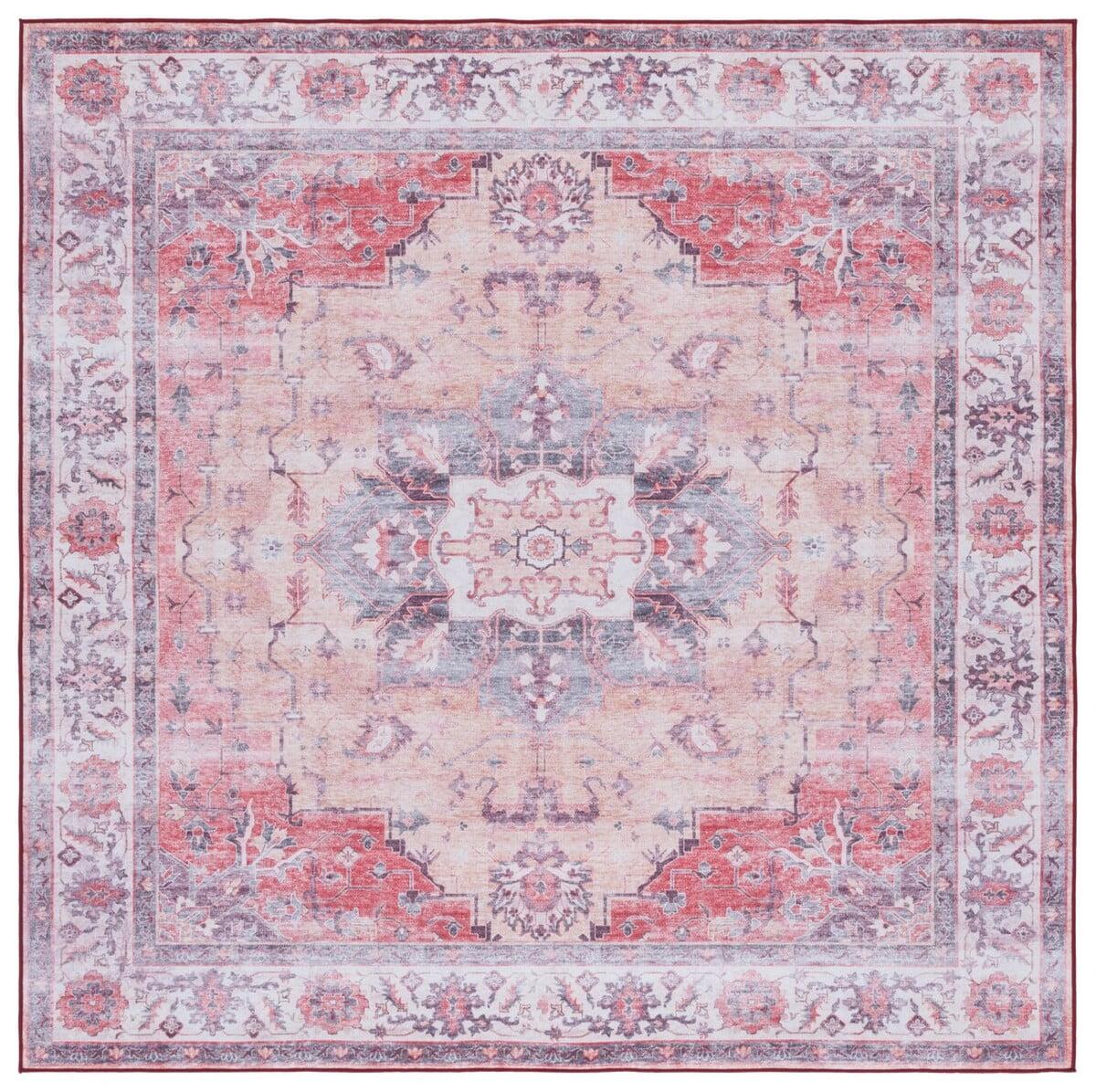 Tucson TSN163 Power Loomed Machine Washable Area Rug - Rust/Beige - 6'x6' - Safavieh.