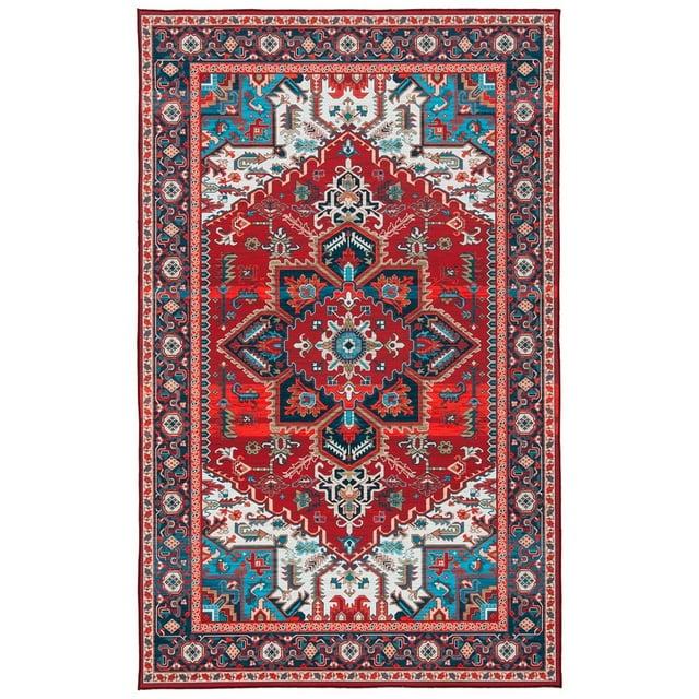 Tucson Vintage Persian TSN101 Power Loomed Machine Washable Skid-Resistant Indoor Area Rug - Red/Blue - 6'x9' - Safavieh