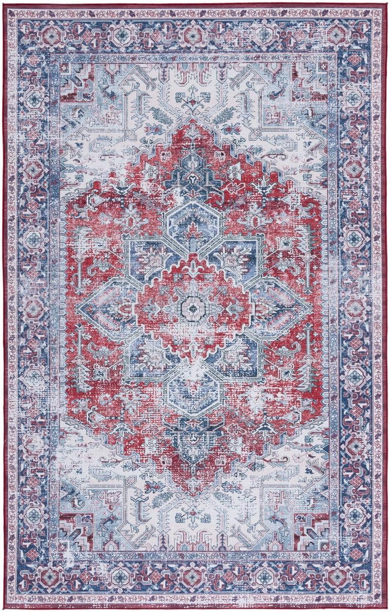 Tucson TSN101 Power Loomed Machine Washable Area Rug - Red/Navy - 8'x10' - Safavieh.