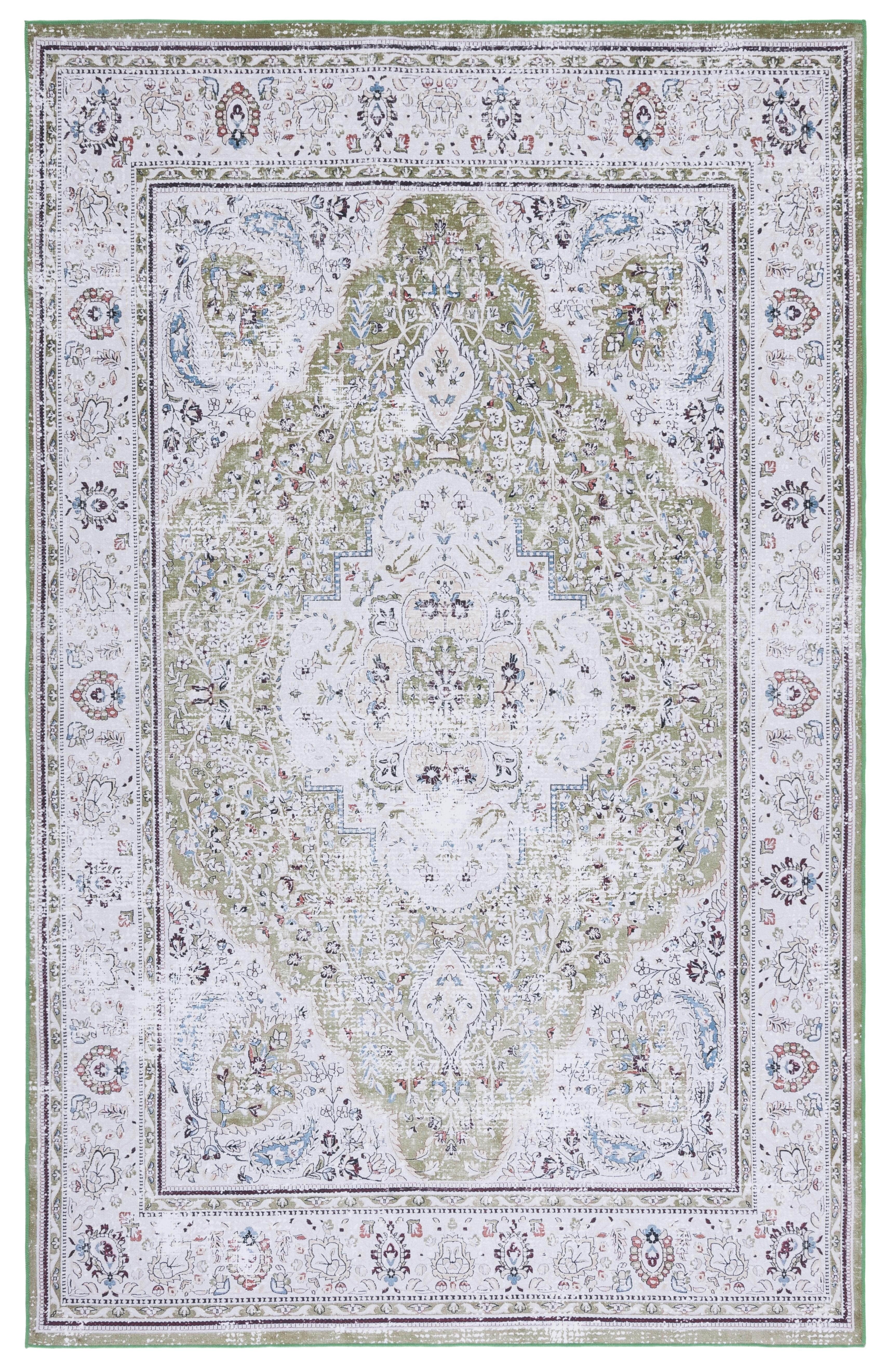 Tucson TSN136 Power Loomed Machine Washable Area Rug - Green/Beige - 4'x6' - Safavieh.