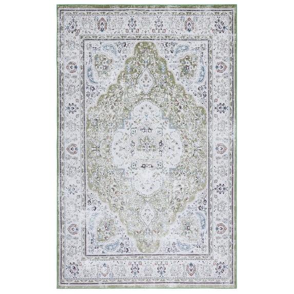 Tucson TSN136 Power Loomed Machine Washable Area Rug - Green/Beige - 4'x6' - Safavieh.