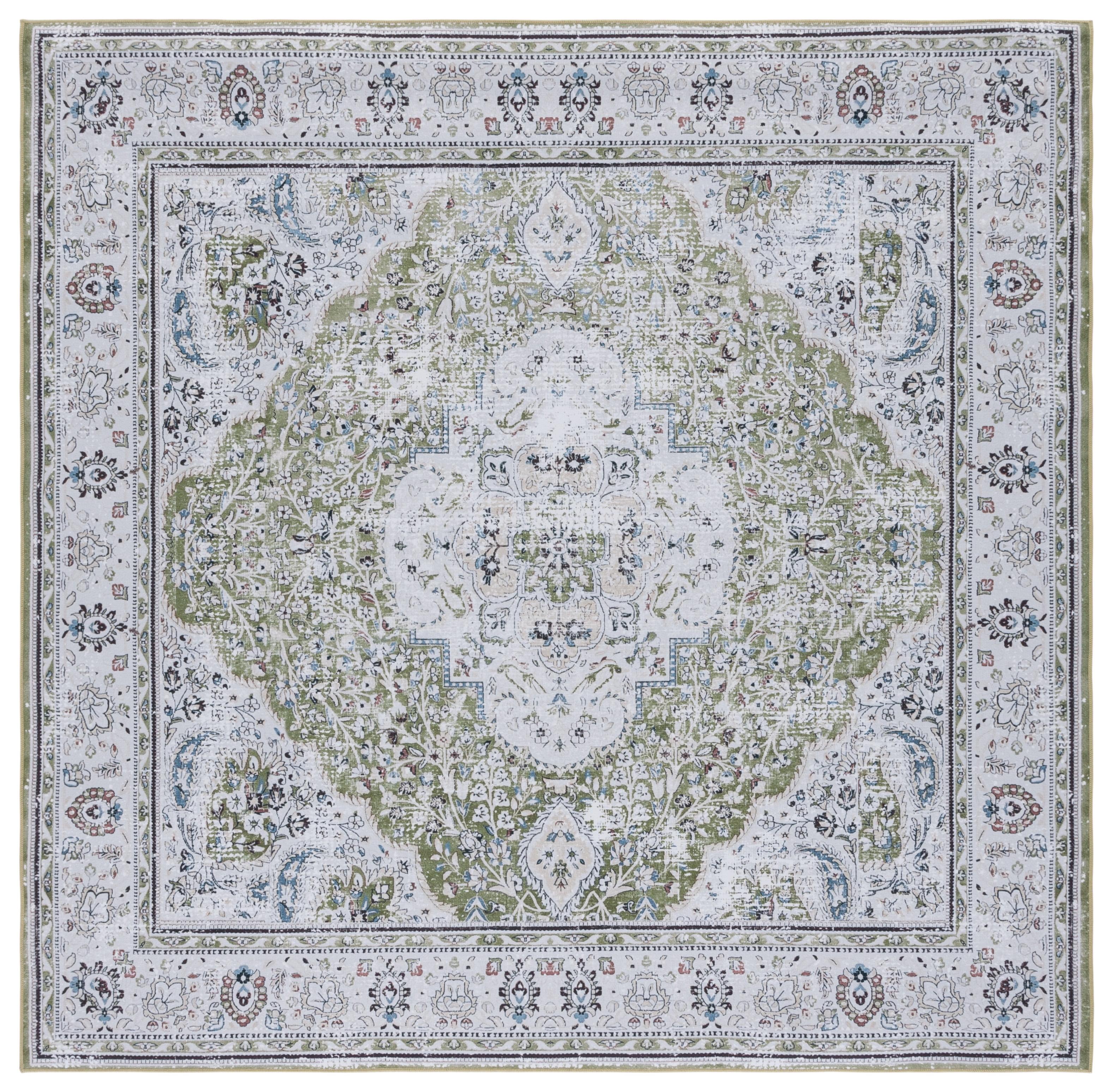 Tucson TSN136 Power Loomed Machine Washable Area Rug - Green/Beige - 4'x6' - Safavieh.