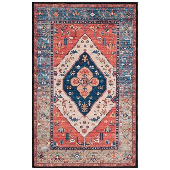 Tucson Vintage Persian TSN153 Power Loomed Machine Washable Skid-Resistant Indoor Accent Rug - Rust/Blue - 3'x5' - Safavieh