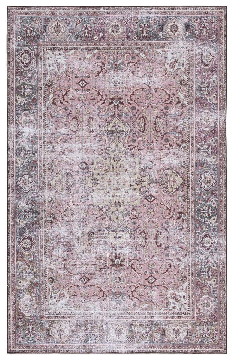 Easy-Care Tucson 4' x 6' Pink/Beige Washable Rectangular Rug