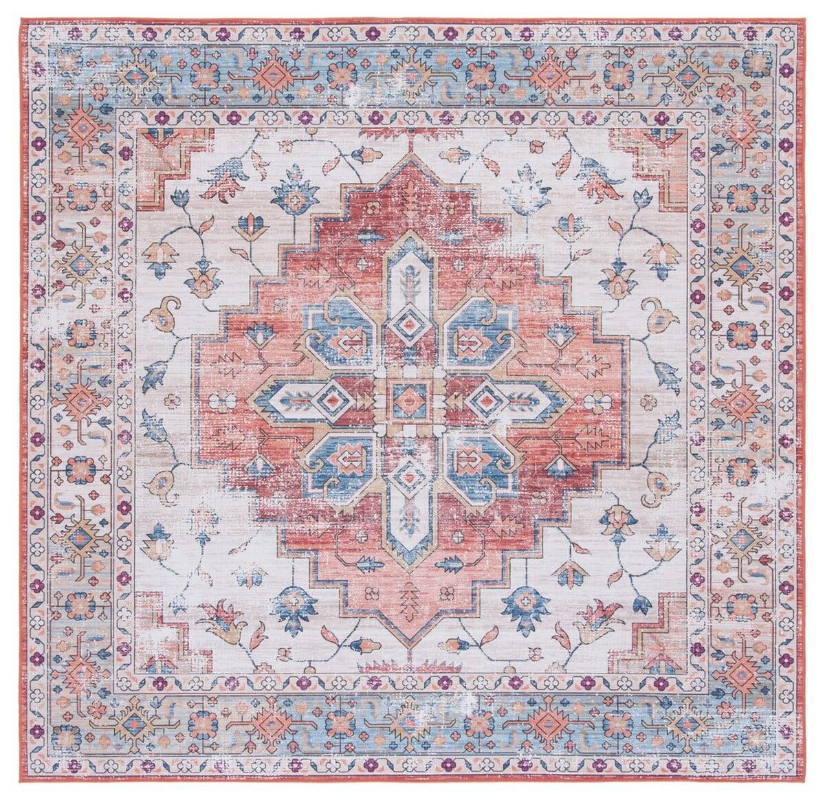 Tucson TSN109 Power Loomed Machine Washable Area Rug - Beige/Blue - 6'x6' - Safavieh.