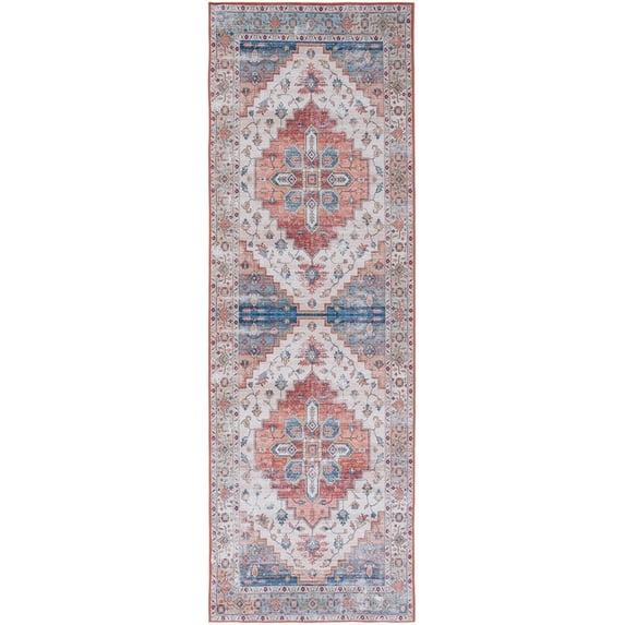 Tucson TSN109 Power Loomed Machine Washable Runner Rug - Beige/Blue - 2'6"x16' - Safavieh.