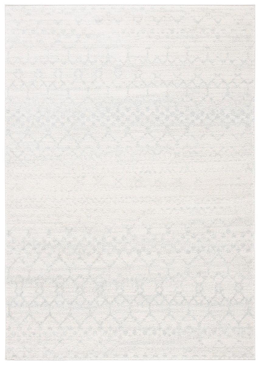 Ivory and Light Grey 4' x 6' Hand-knotted Synthetic Area Rug