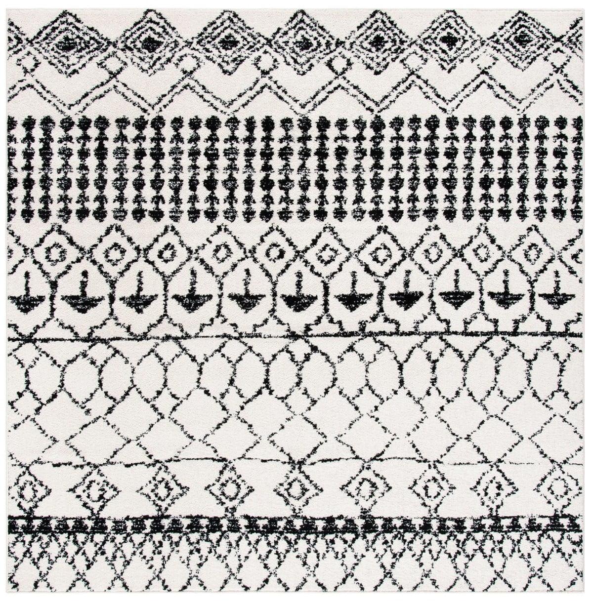 SAFAVIEH Tulum Coriander Moroccan Geometric Area Rug, 10' x 10' Square, Ivory/Black