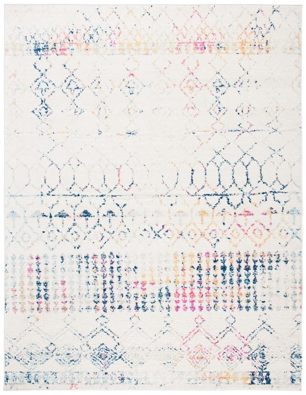 SAFAVIEH Tulum Coriander Moroccan Geometric Area Rug, 10' x 13', Ivory/Blue