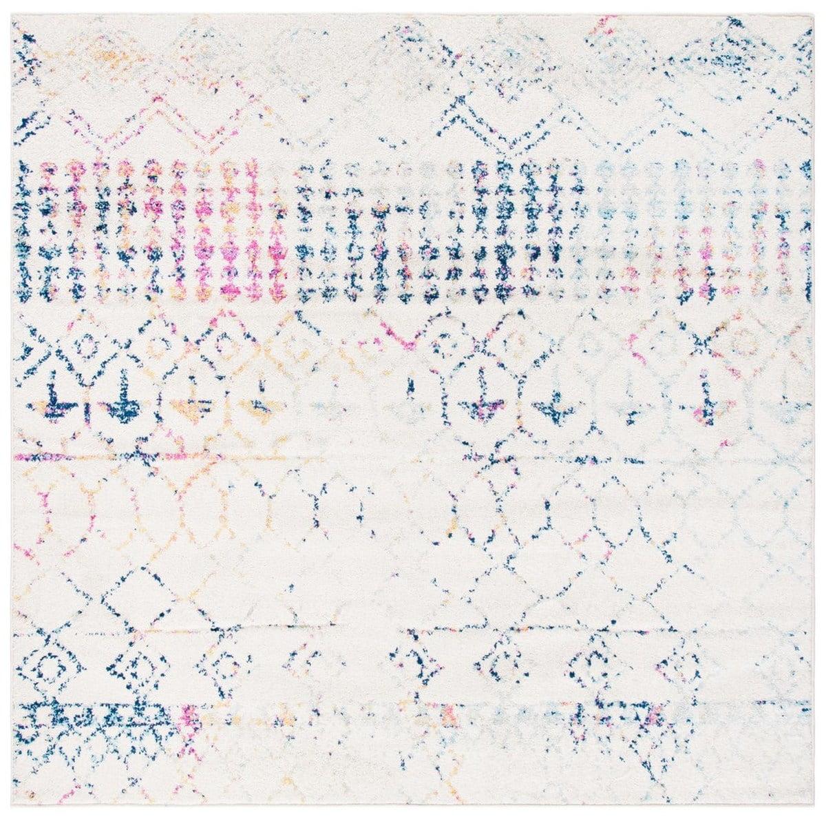 Tulum TUL229 Power Loomed Area Rug - Ivory/Blue - 5'x5' - Safavieh.