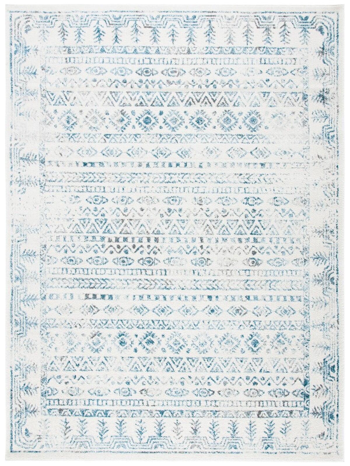 SAFAVIEH Tulum Flint Distressed Southwestern Area Rug, 9' x 12', Ivory/Teal