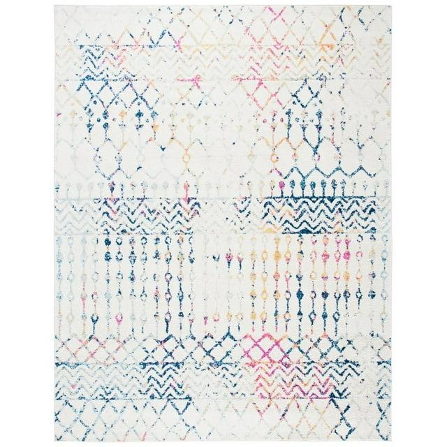 SAFAVIEH Tulum Glen Moroccan Geometric Area Rug, 10' x 13', Ivory/Blue
