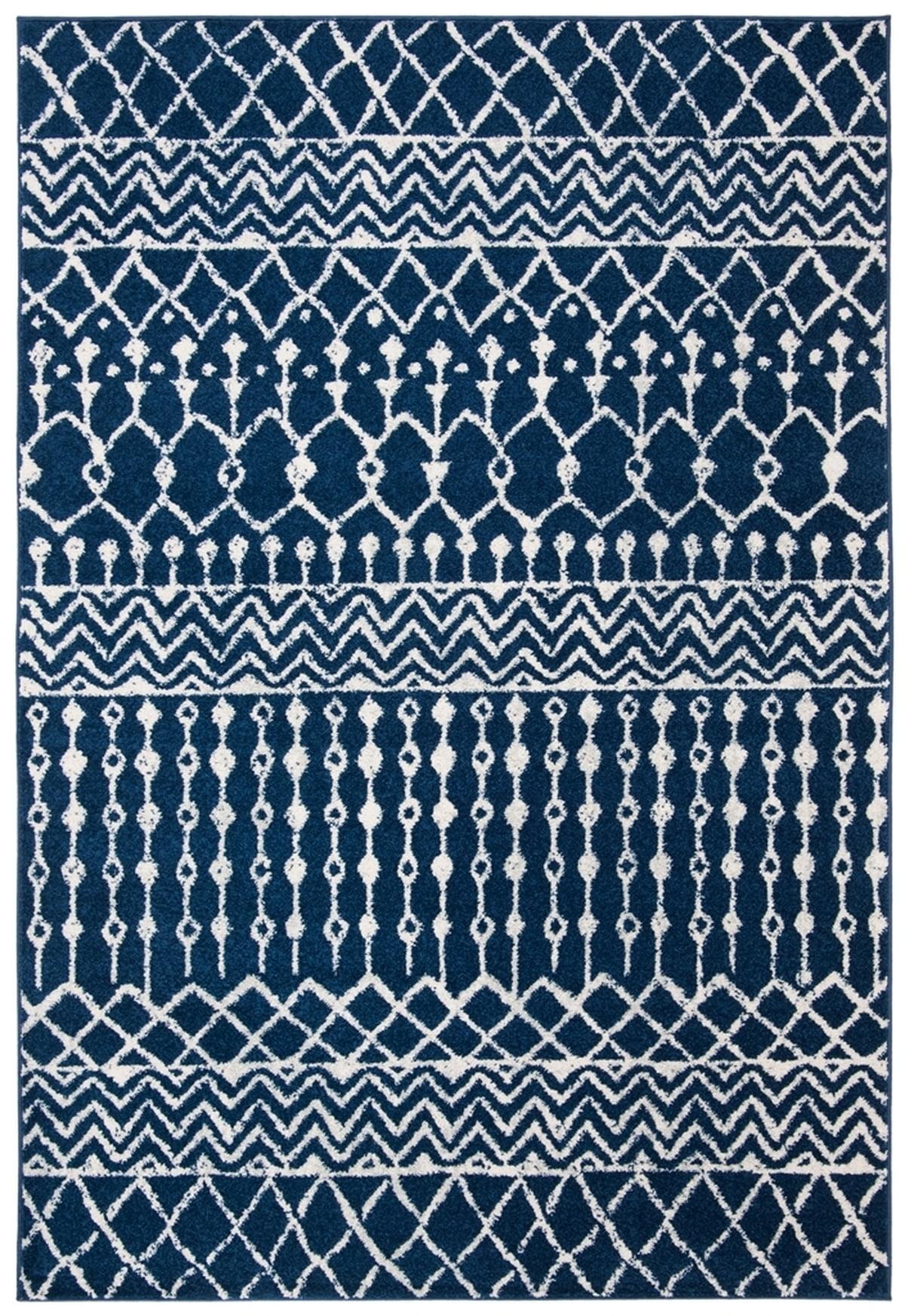 SAFAVIEH Tulum Glen Moroccan Geometric Area Rug, 3' x 3' Square, Navy/Ivory