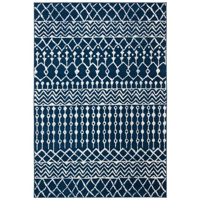 Tulum TUL270 Power Loomed Indoor Accent Rug - Navy/Ivory - 3'x3' - Safavieh